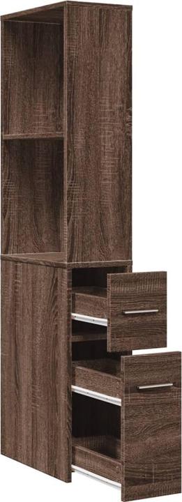Produktbild VidaXL Badschrank Hochschrank Nischenschrank Schmal Rollen Braun Eichen-Optik (22 x 41 x 135 cm)