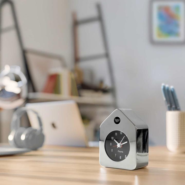 Actual product image Fisura MINI HOUSE ALARM CLOCK chrome