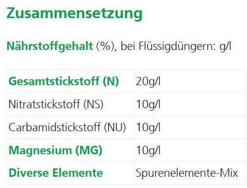 Valeurs nutritives et ingrédients Hauert Cure végétale (0.60 kg, 0.50 l)