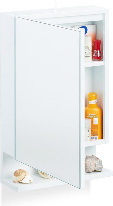 Relaxdays Armoire de Toilette 1 Porte Miroir Prise (35 x 12 x 55 cm)