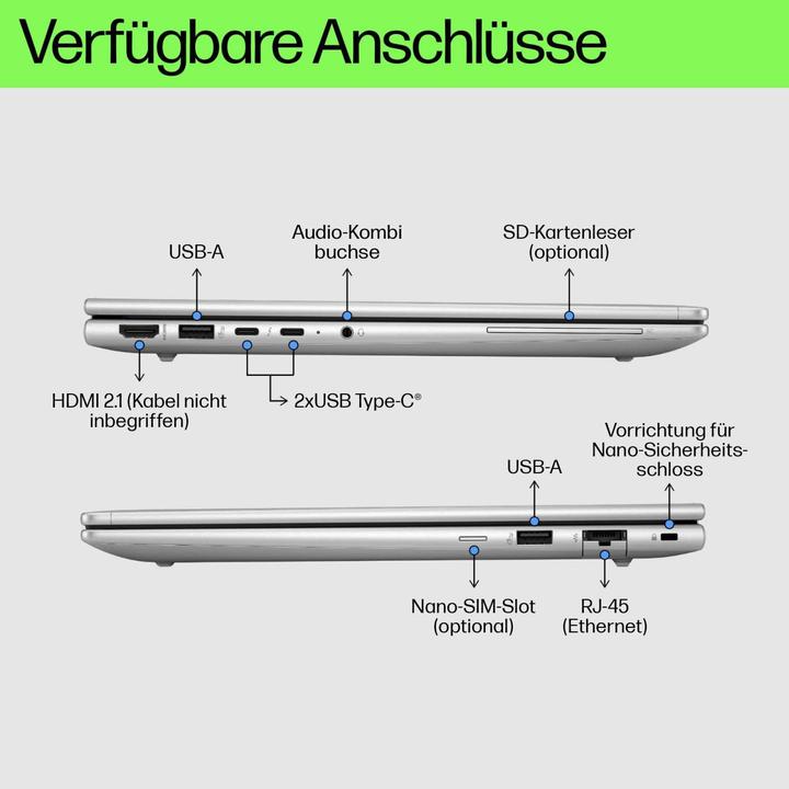 Actual product image HP EliteBook 630 13.3 inch G11 Notebook PC, Intel Core Ultra 5, 33.8 cm (13.3"), 1920 x 1200 pi (13.30", 16 GB, 512 GB, DE)