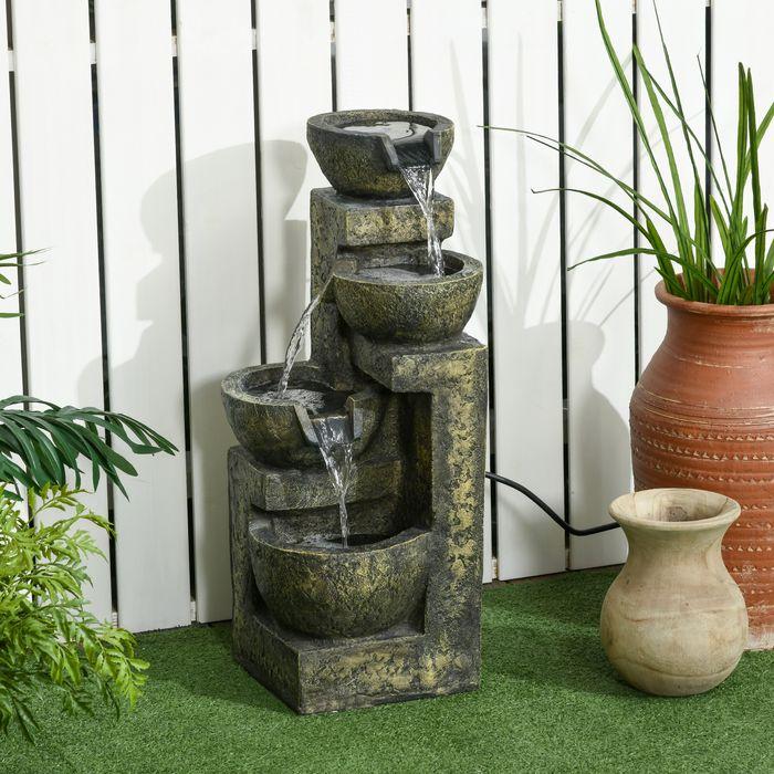 Image du produit Swisshandel24 Gartenbrunnen, einstellbare Strömung, Kunstharz, grau