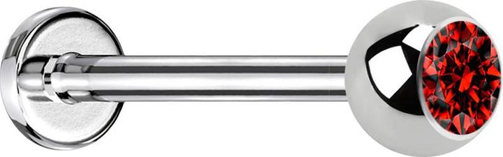 Produktbild Star Piercing Micro Labret silber mit Kugel und Kristall rot (Chirurgenstahl 316L, ohne Messing)