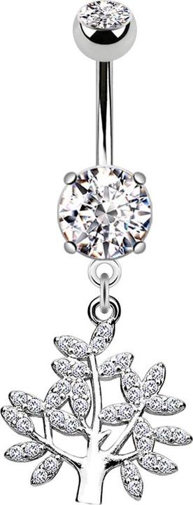Actual product image Star Piercing Banana silver with two balls crystal silver pendant tree of life (Brass, Surgical steel 316L)