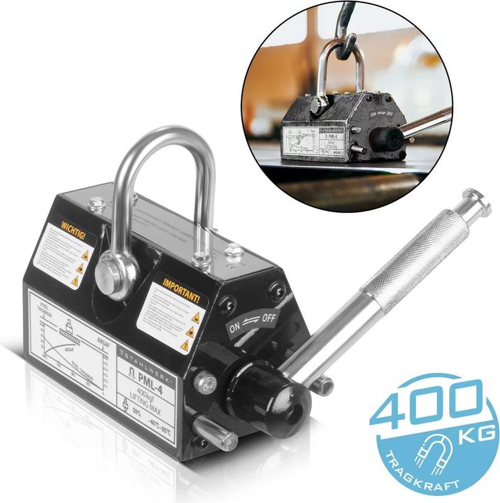 Actual product image Stahlwerk Lifting magnet with 400 kg 880 lbs load capacity 1280 kg 2821 lbs pulling force (400 kg)