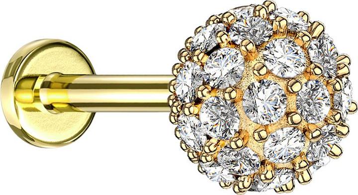 Produktbild Star Piercing Micro Labret Innengewinde 14k vergoldet multi Kristallkugel (Chirurgenstahl)