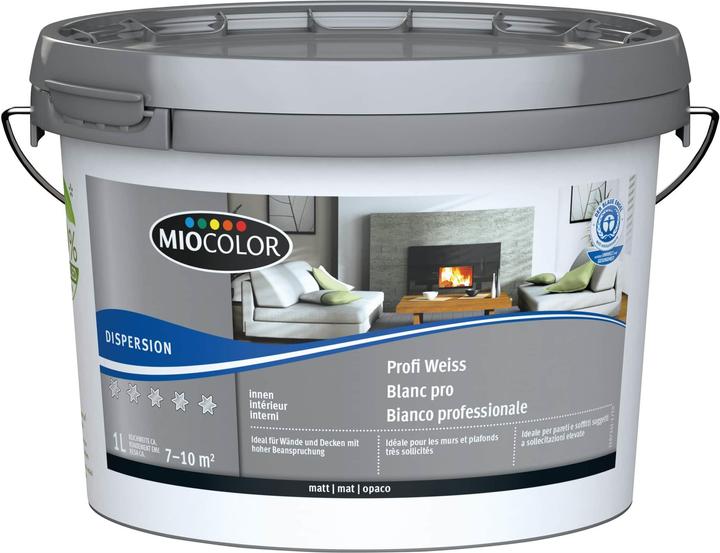 Miocolor Profi-Dispersionsfarbe (Weiss, 1 l)