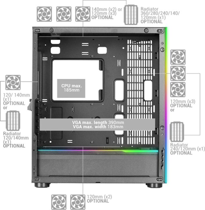 Immagine prodotto Mars Gaming Boitier Grand Tour E-Atx Mc-Ult Avec Panneaux Vitrés (Noir) (ATX, mATX, Mini-ITX)