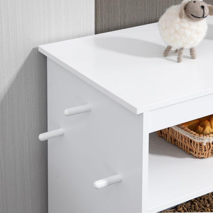 Actual product image Swisshandel24 Haustier-Futterschrank Tierfutterschrank mit 2 Edelstahlnäpfen, 3 Haken, Weiss