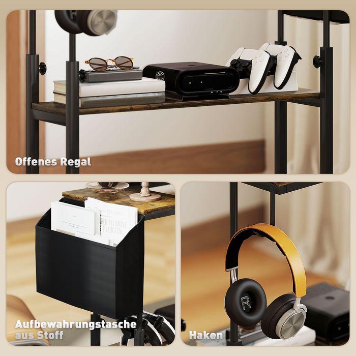 Immagine prodotto Swisshandel24 Höhenverstellbar Schreibtisch, 92 x 40 cm, Computertisch mit Rollen, Plattform