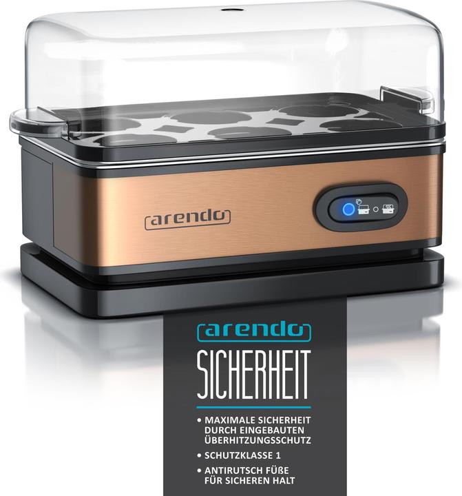 Immagine prodotto Arendo Bollitore per uova in acciaio inox 6 volte, 400 W, acciaio inox, funzione scaldavivande, durezza