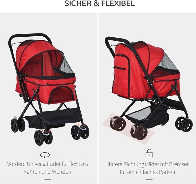 Produktbild Swisshandel24 Hundebuggy Hundewagen Buggy für kleine Hunde und Katzen Haustierwagen Pet Stroller Katzenbuggy Oxfor (Katze, Hund, Faltbar)