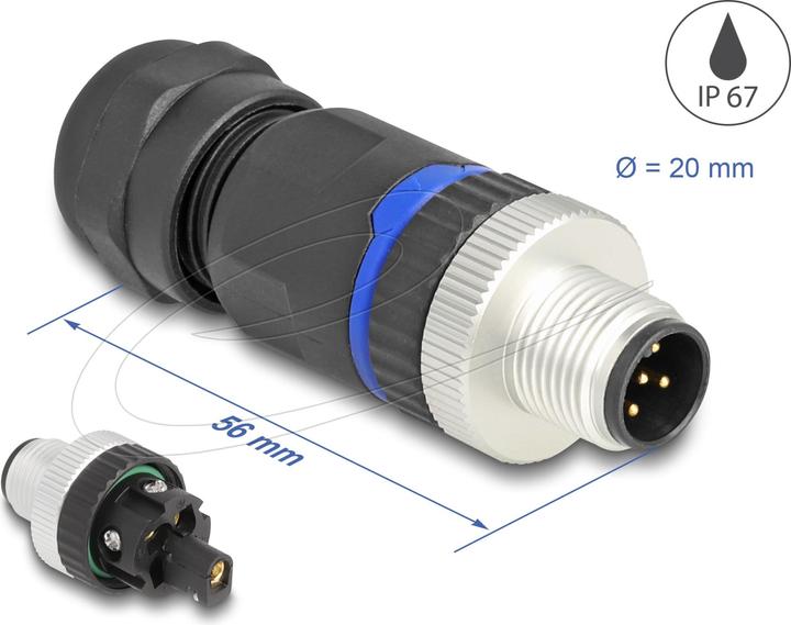 Produktbild Delock M12 Steckverbinder A-kodiert 5 Pin Stecker zur Montag
