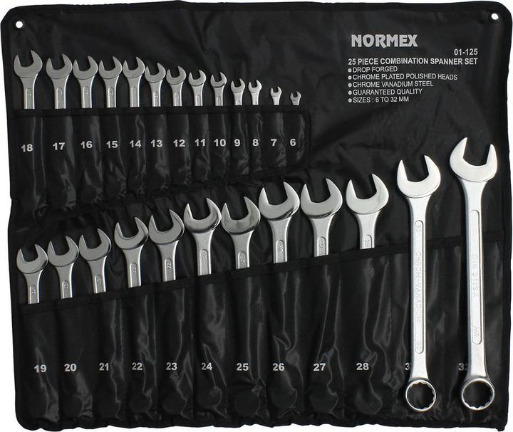 Normex Ring-Gabelschlüssel-Set (27 mm, 15 mm, 19 mm, 24 mm, 20 mm, 31 mm, 9 mm, 8 mm, 16 mm, 26 mm, 13 mm, 11 mm, 25 mm, 12 mm, 29 mm, 14 mm, 28 mm, 6 mm, 7 mm, 21 mm, 18 mm, 23 mm, 22 mm, 30 mm, 32 mm, 10  mm, 17 mm)