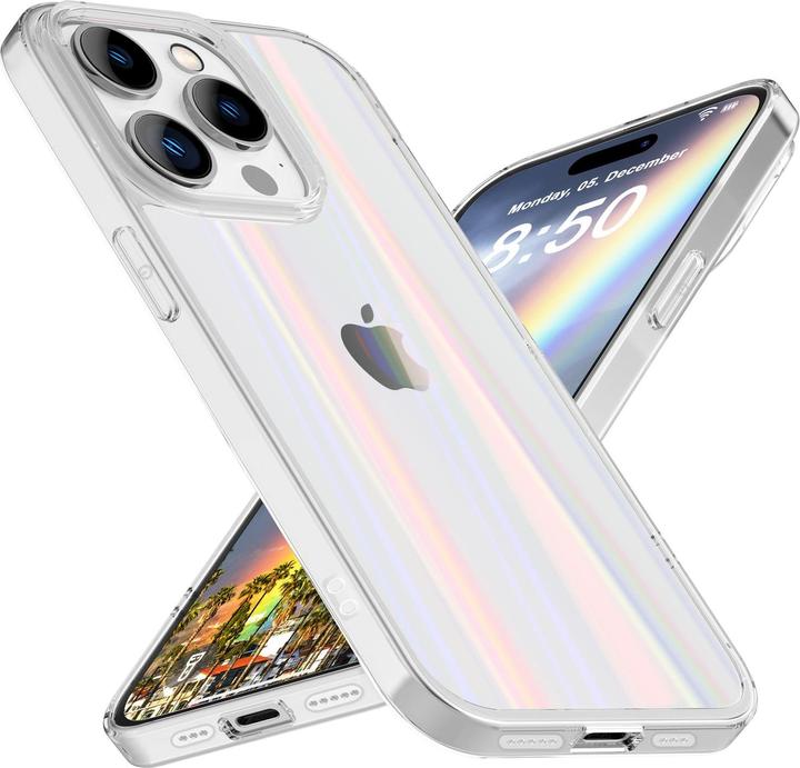 Actual product image Nalia Clear tempered glass cover rainbow effect (Apple iPhone 15 Pro)