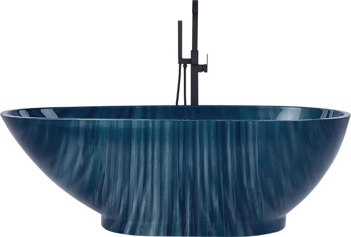 Actual product image Beliani Bathtub freestanding navy blue marble look 170 x 80 cm RIOJA (178 l, 170 cm)