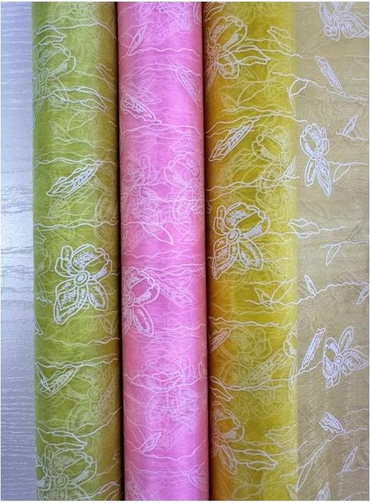 Actual product image GuGus Decoration fabric "Organza" rolled and cut pink Butterfly print 36cm x 300cm