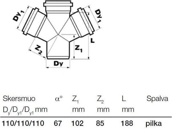 Image du produit Wavin Baltic Internal sewerage four-pronged OPTIMA, d, 110, 67 *