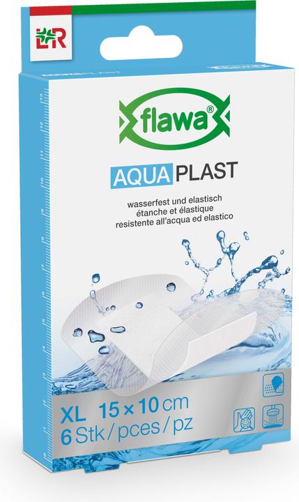 Image du produit Flawa Pansements adhésifs Aqua Plast 10x15cm résistants à l'eau (6 x)