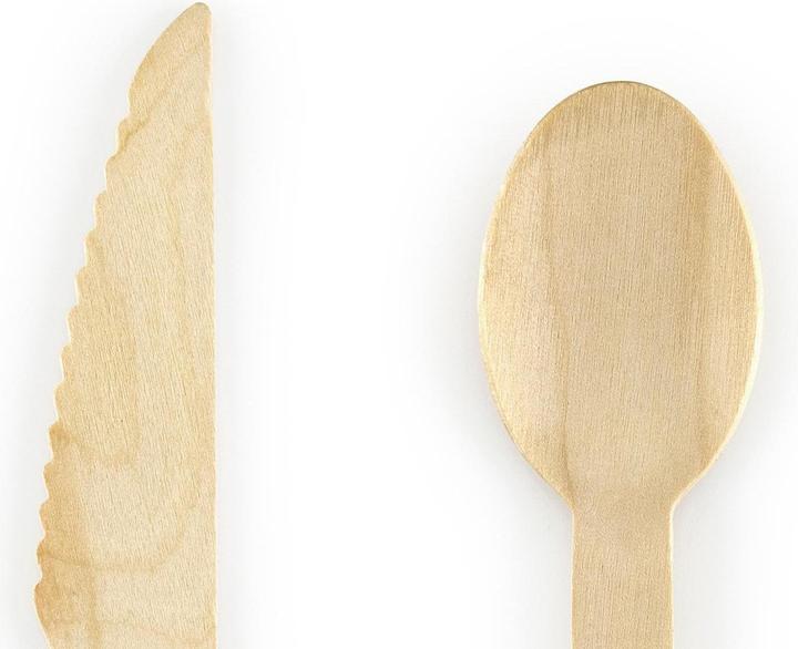 Produktbild Partydeco Holzbesteck mit schwarzen Motiven (18 x)