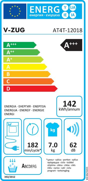 Etichetta energetica V-Zug AdoraTrocknen V4000 (7 kg, A sinistra)