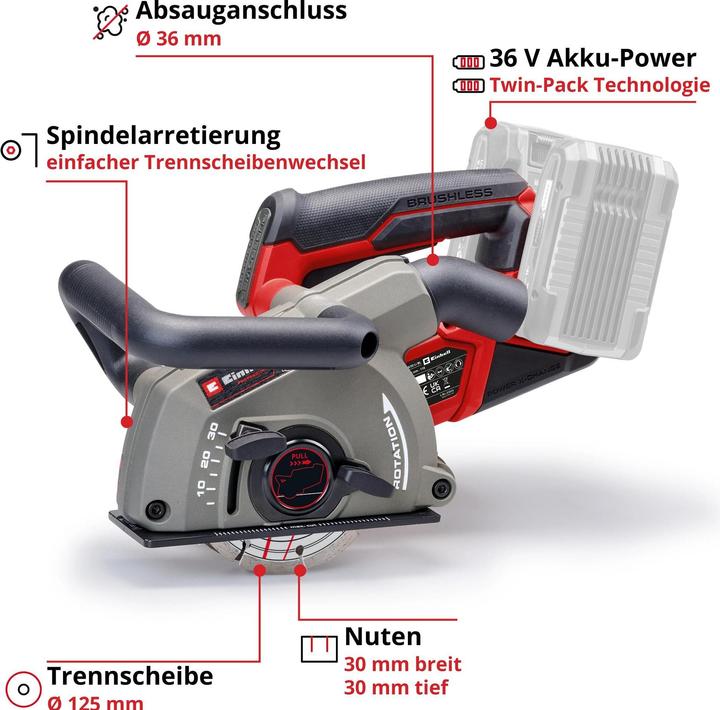 Produktbild Einhell Akku - Mauernutfräse TP-MA 36/30 Li Brushless - solo