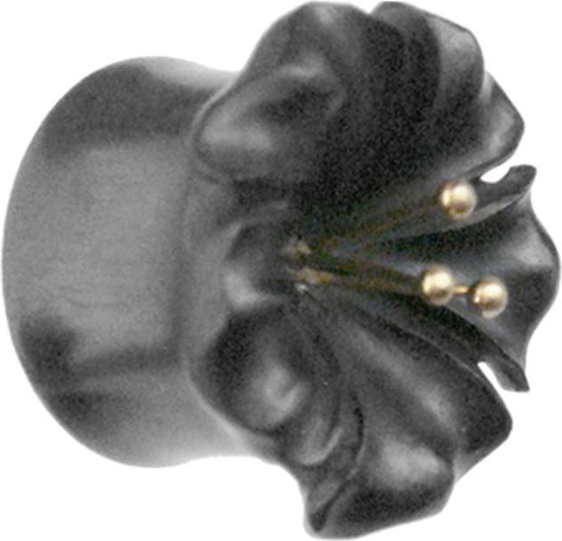 Actual product image Star Piercing Arang Wood Flared Plug Flower (Organic, Brass)