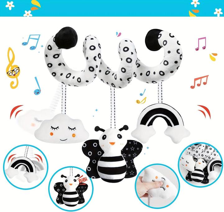 Produktbild Activity Board Baby Autositz Spielzeug, Baby Spirale hängenden Kinderwagen, schwarz und weiss hohen Kontrast