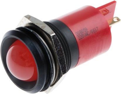 Actual product image Rs Pro 22mm red LED black chrome,230Vac