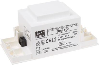 Actual product image Block Isolation transformer,100VA 2x12V o/p