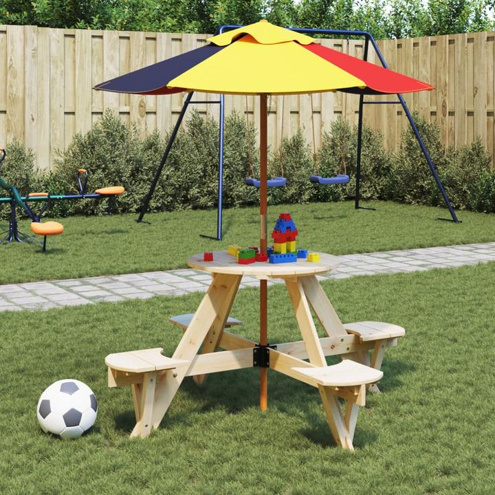 Produktbild VidaXL Picknicktisch für 4 Kinder mit Schirmloch Rund