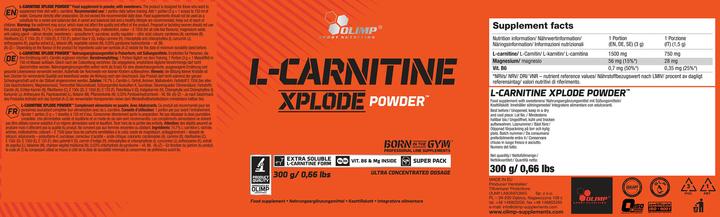 Nährwerte und Zutaten Olimp Sport Nutrition L-Carnitine Xplode (300g Dose) (1 Stück, Pulver, 300 g)