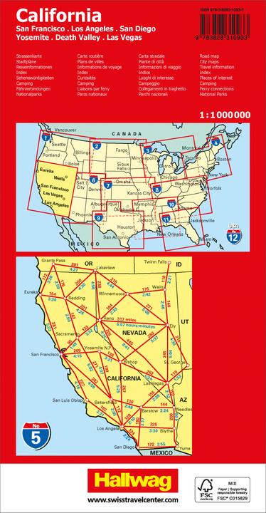 Produktbild California, Nevada Strassenkarte 1:1 Mio., Road Guide Nr. 5