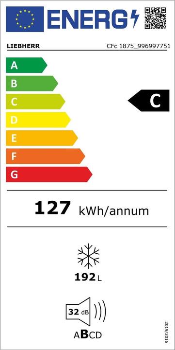 Etichetta energetica Liebherr CFc1875-26 (Struttura autonoma, 192 l)