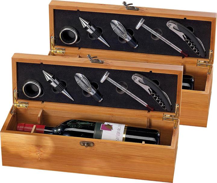 Produktbild Carlo Milano 2x 5-teiliges Sommelier-Set in edler Geschenkbox für 1 Weinflasche (Weinthermometer, Weinbelüfter)