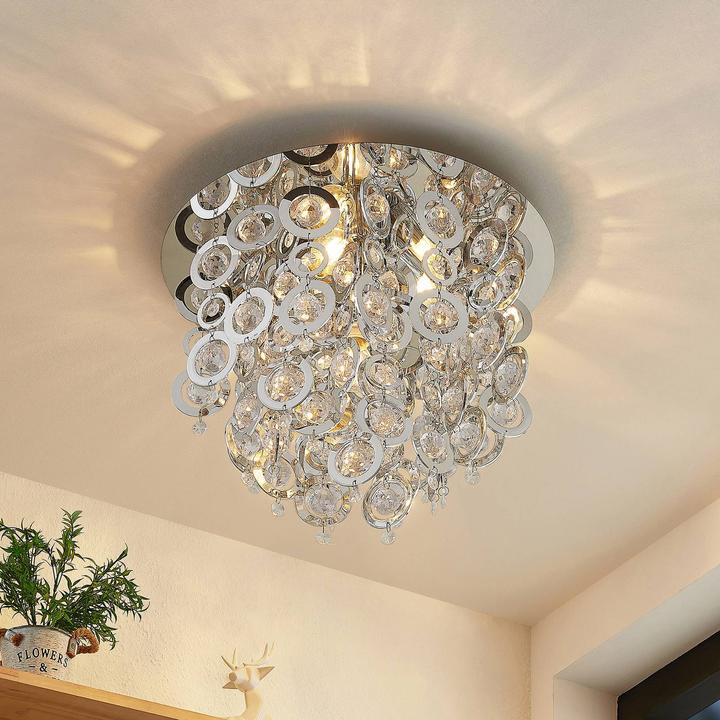 Produktbild Lindby Kisana Deckenleuchte, chrom, Ø 40 cm (40 cm)