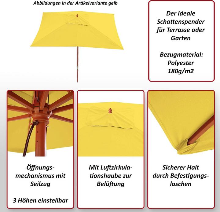Image du produit Swisshandel24 Parasol, Parasol de marché, 3x4m polyester/bois 6kg - crème (4 m)
