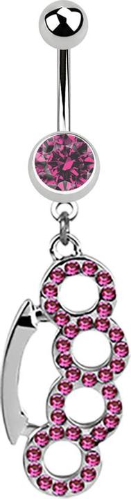 Produktbild Star Piercing Banane silber mit Anhänger Schlagring pink (Chirurgenstahl 316L, ohne Messing)