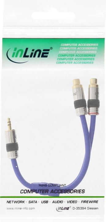 Immagine prodotto InLine Cavo Cinch/jack, 2x Cinch a jack 3.5mm (0.25 m, Cinch, Connettore da 3,5 mm (AUX))
