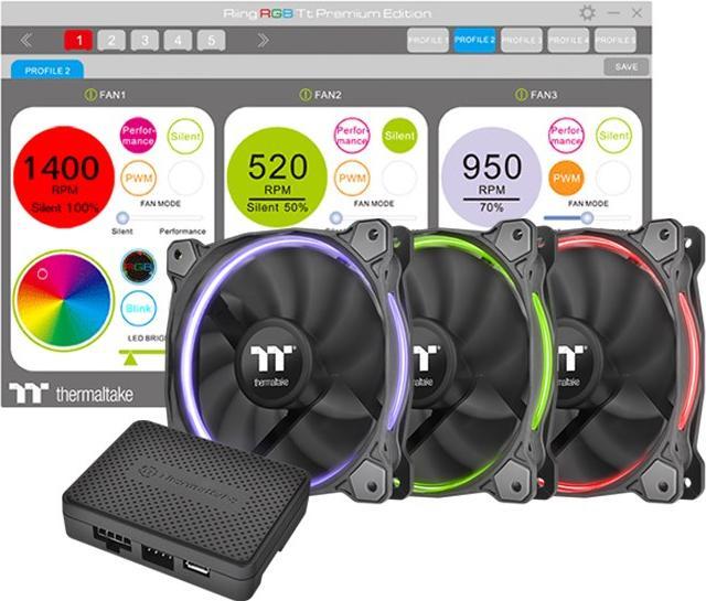 Actual product image Thermaltake Riing 14 RGB LED Fan TT Premium Edition - Set of 3 (140 mm, 3 x)