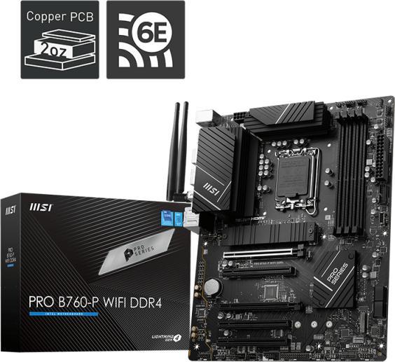 Produktbild MSI PRO B760-P WIFI DDR4 (LGA 1700, Intel B760, ATX)