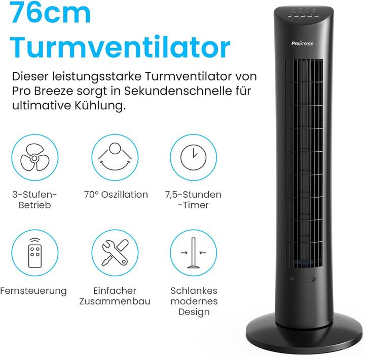 Image du produit Breeze Ventilateur de tour oscillant (54 dB)