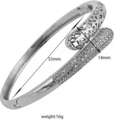 Actual product image Hermex LUXURY Platinum Plated Bangle Bracelet Charms Zirconia - Platinum (Copper-nickel alloy)