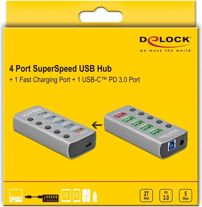 Actual product image Delock USB 3.2 Hub (USB-B, 6 Ports)