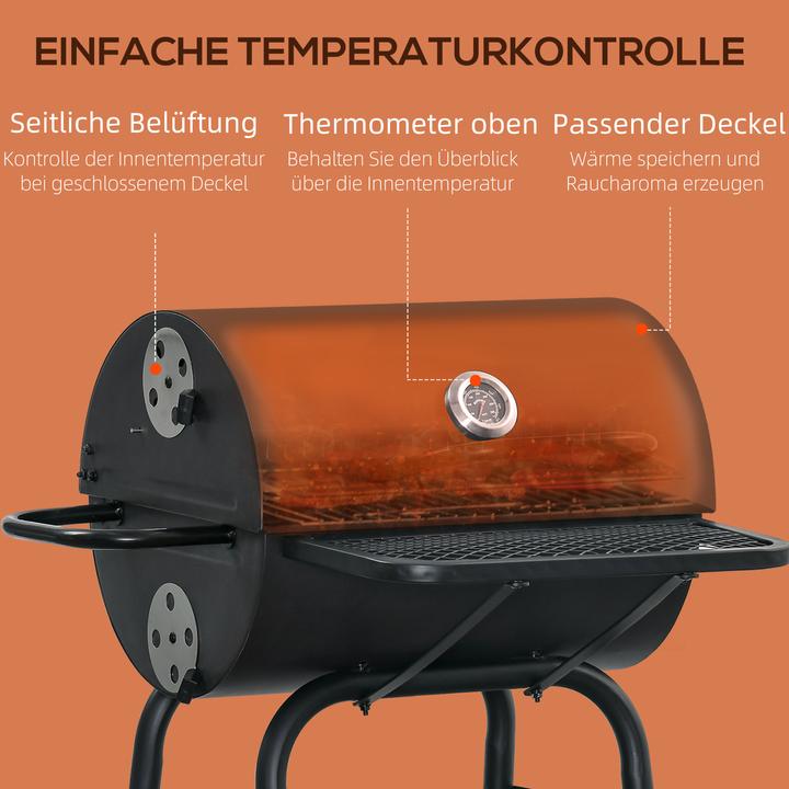 Produktbild Outsunny BBQ Grill mit Deckel und Regale (35 cm)