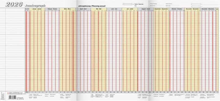 Immagine prodotto Agenda vacanze Leporello 2026 1070134006 DE/FR 65x30cm (Tedesco, Francese)