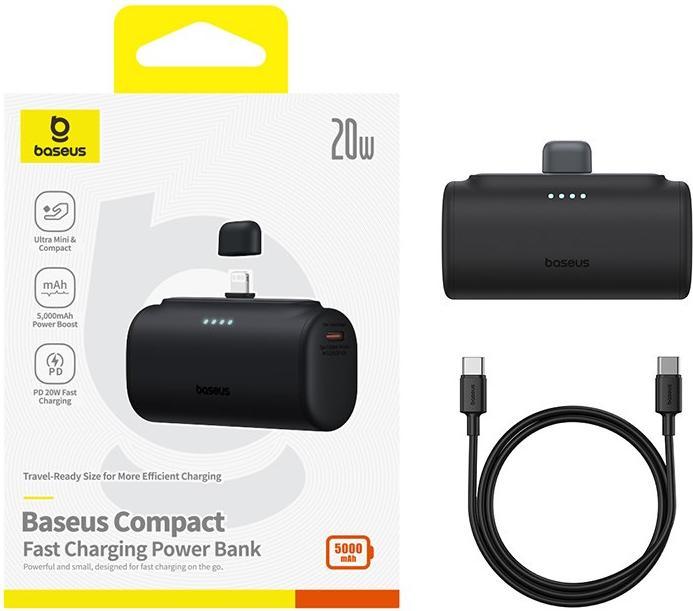 Actual product image Baseus Powerbank OS-Baseus Compact IP 5000mAh 20W (black) (5000 mAh, 20 W, 20 Wh)
