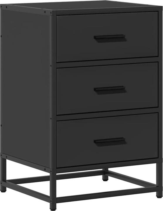 Actual product image VidaXL Bedside table black 40x34.5x60 cm wood-based material and metal bedside cabinet