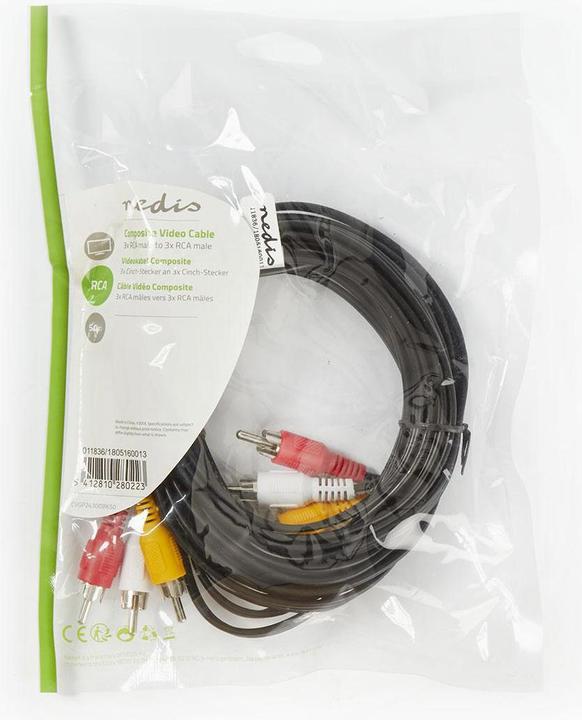 Actual product image Nedis Composite video cable, 3x cinch plug (5 m, Cinch)