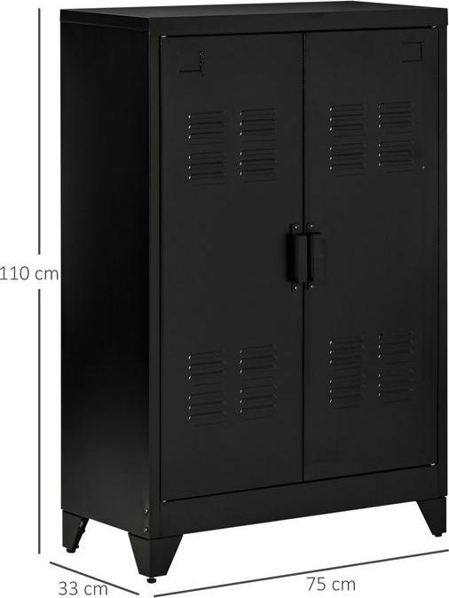 Actual product image Swisshandel24 Sideboard Filing cabinet with louvre doors Wardrobe Storage cabinet with shelves Living room (75 x 33 x 110 cm)